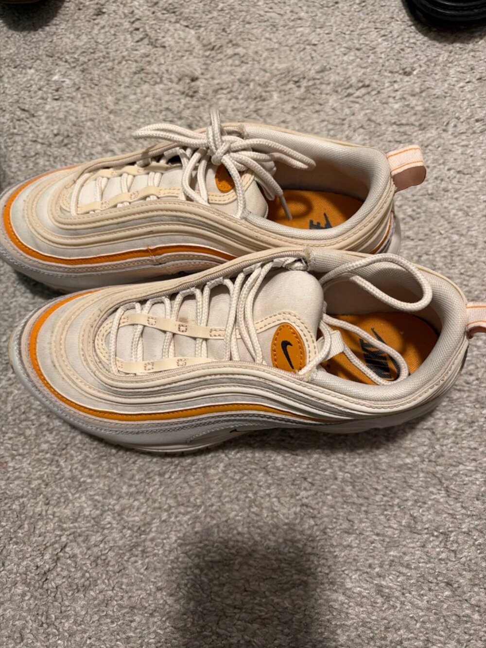 Nike Air Max 97 Women's 8 Sail White Orange Swoosh Sneakers